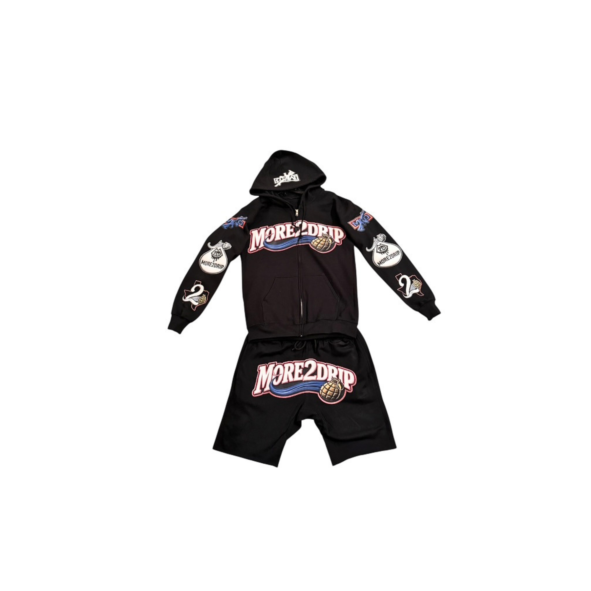 More2Drip Signature Hoodie Short-Set-Black Edition