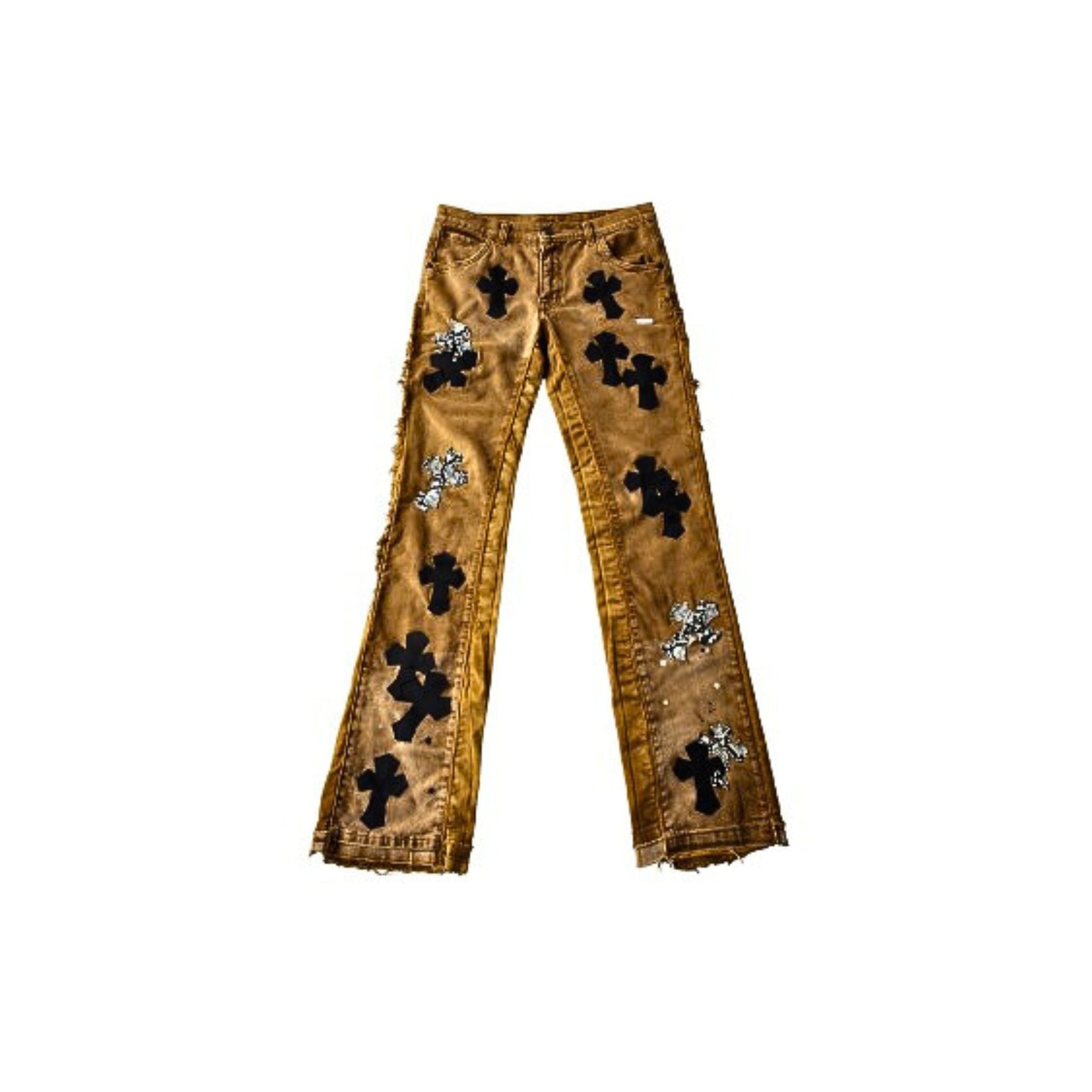 More2Drip Distressed Cross-Patch Denim Jeans