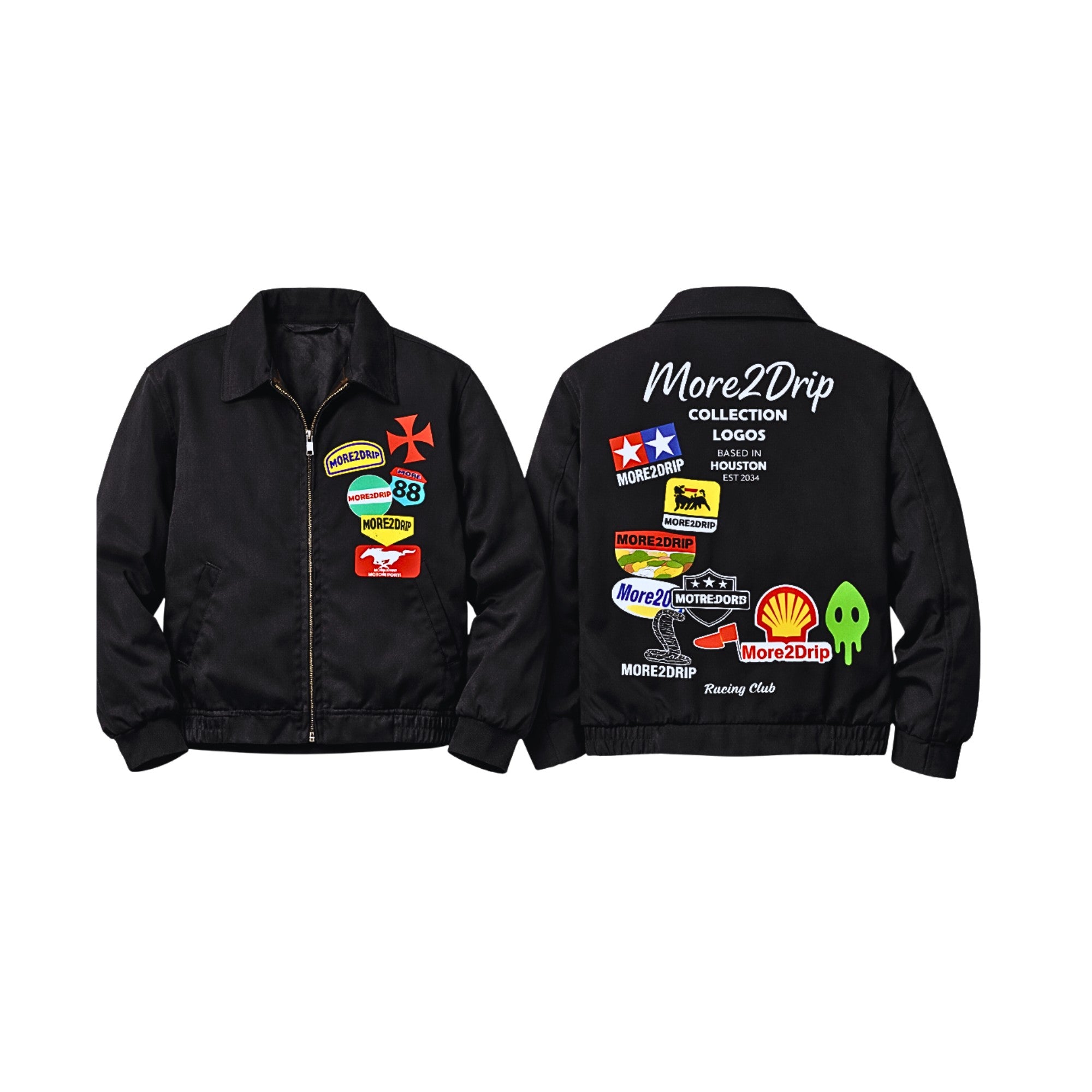More2Drip Black Multi-Graphic Bomber Jacket